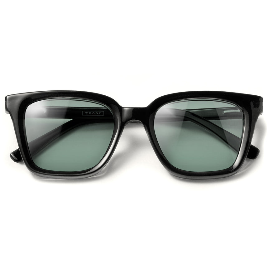 Óculos Kim Black com lente colorida verde