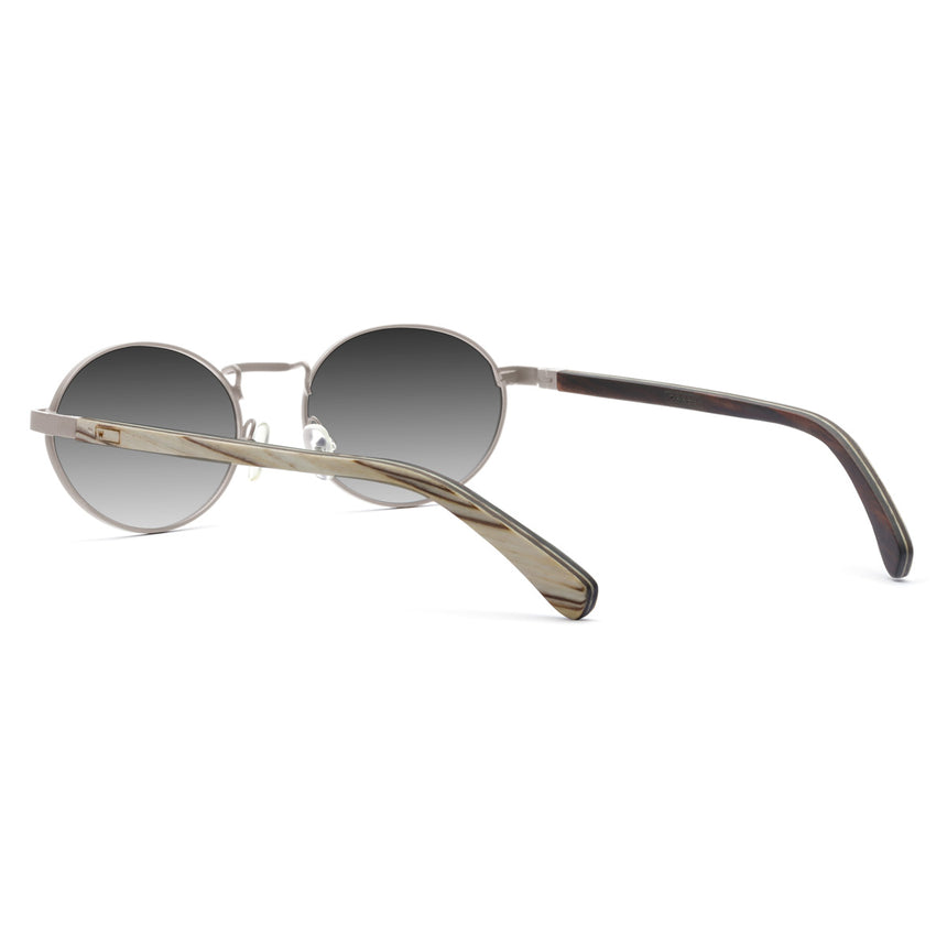 Óculos de Sol de Metal com Madeira | Woodz Oval Prata