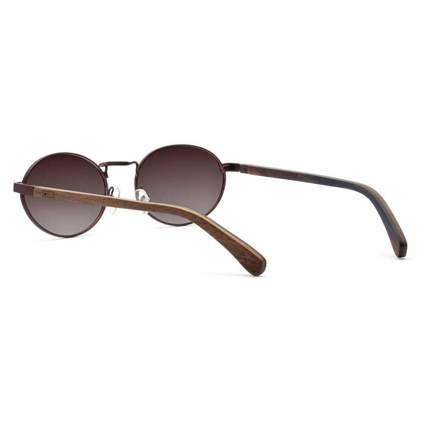 Óculos de Sol de Metal com Madeira | Woodz Oval Vinho