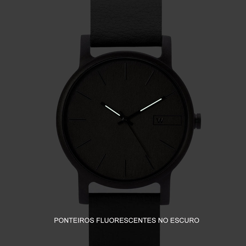 Relógio de Madeira | Woodz Black Night (Pulseira Pinatex Black)