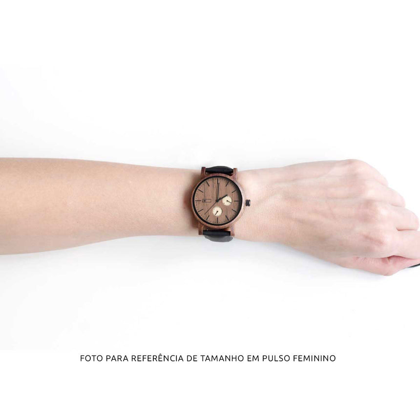 Relógio de Madeira | Woodz Kor Nut (Pulseira Pinatex Café)