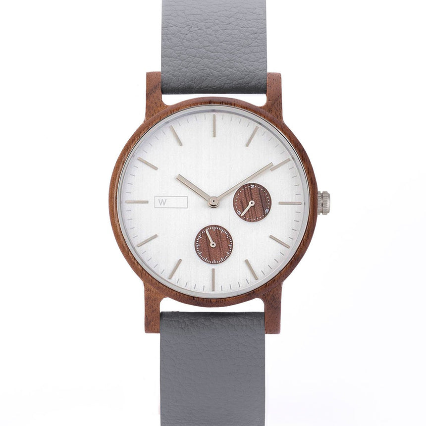 Wood Watch | Woodz Kor Silver (Pinatex Gray Strap)