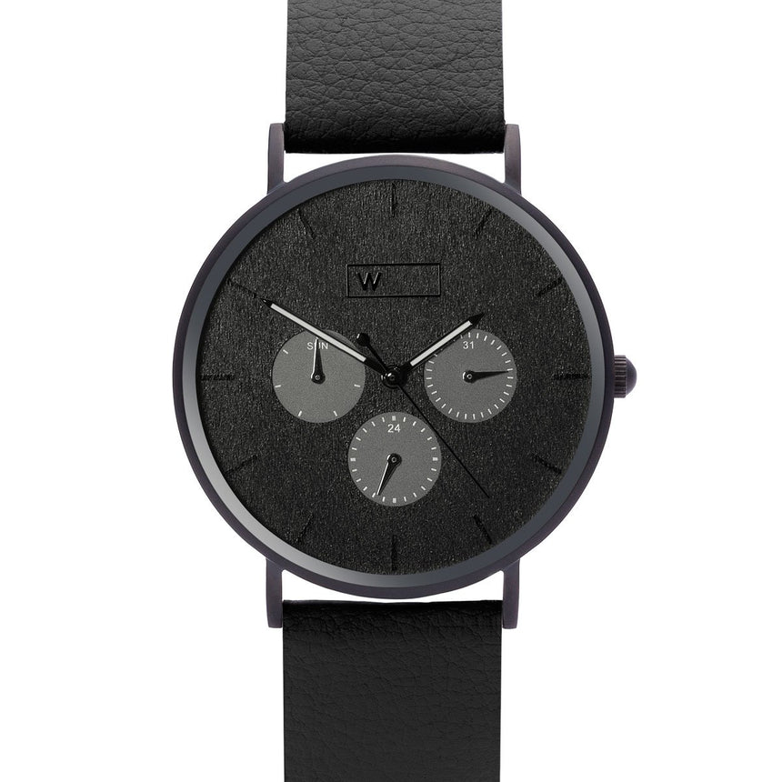 Steel & Wood Watch | Woodz Krome Black (Pinatex Black Strap)