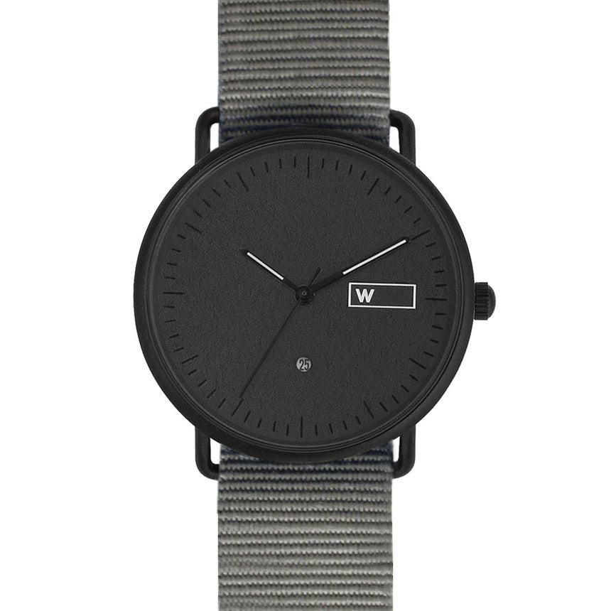 Relógio de Aço com Madeira | Woodz Ox Black (Pulseira Nato Cinza)