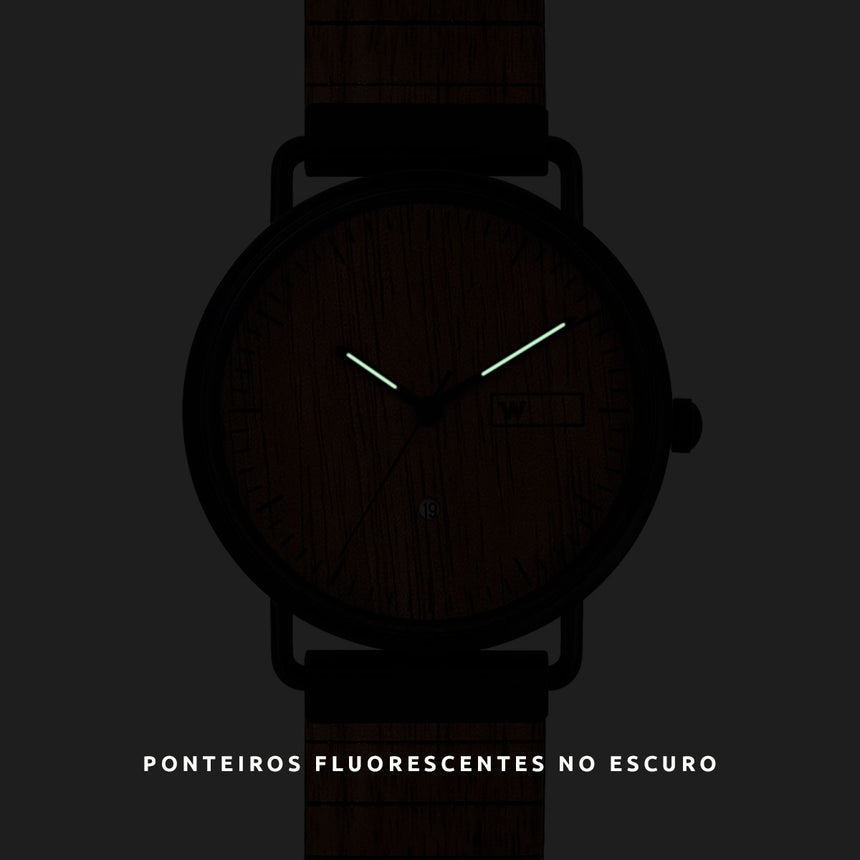 Relógio de Aço com Madeira | Woodz Ox Nut (Pulseira Pinatex Café)