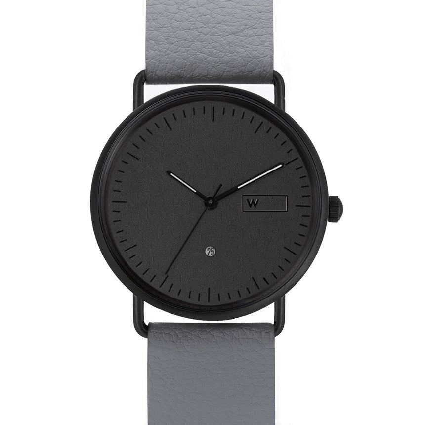 Steel & Wood Watch | Ox Black (Pinatex Gray Strap)