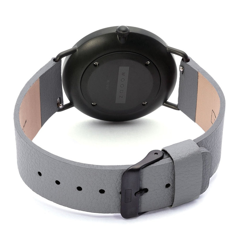 Steel & Wood Watch | Ox Black (Pinatex Gray Strap)