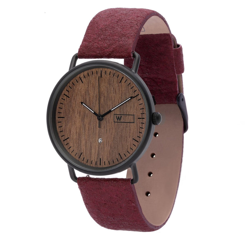 Steel & Wood Watch | Woodz Ox Nut (Pinatex Mulberry Strap)