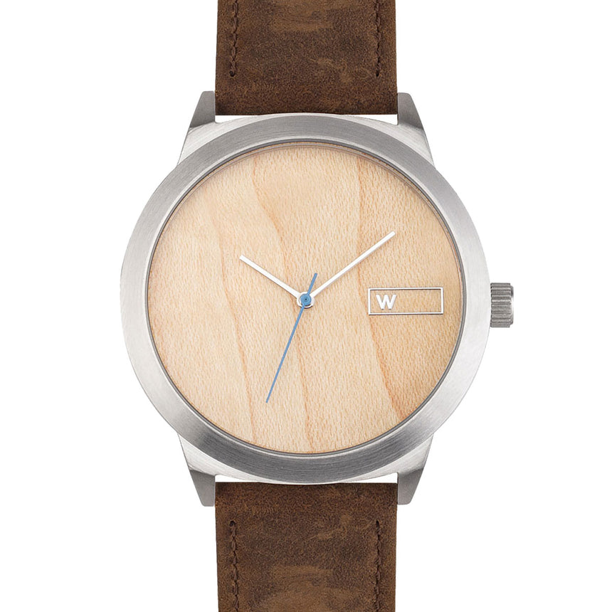 Relógio de Aço com Madeira | Woodz Titan Natura (Pulseira Couro Marrom)