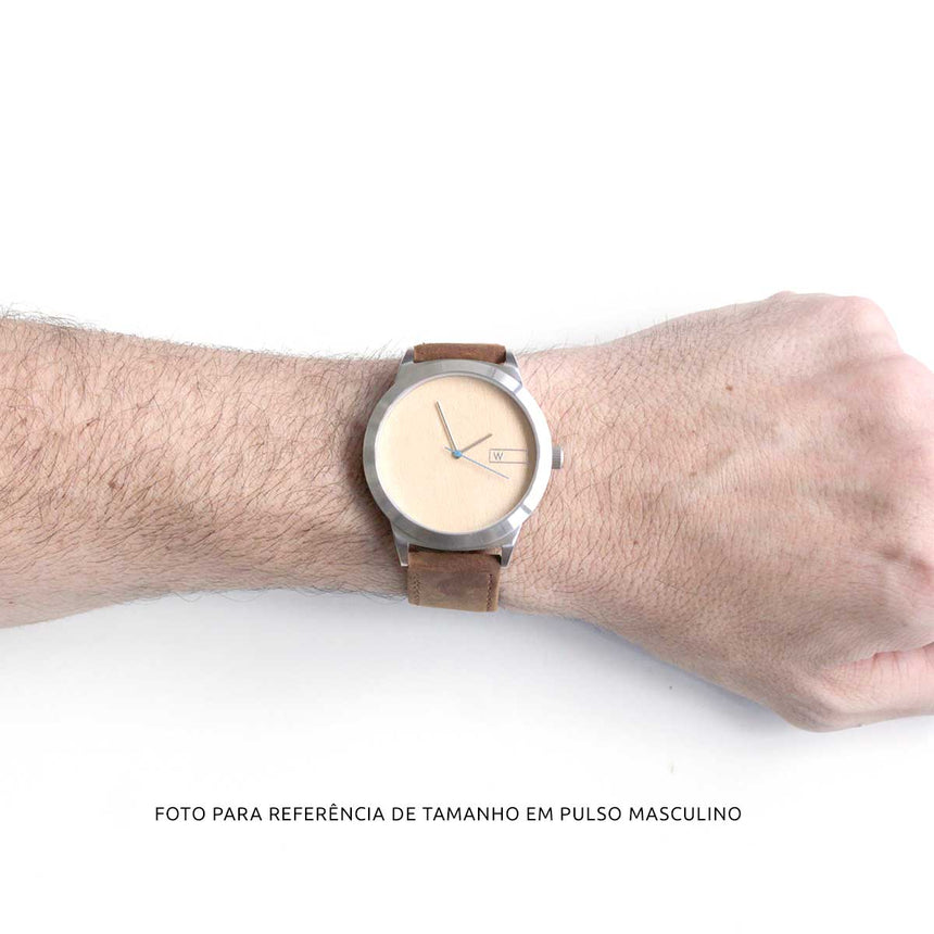 Relógio de Aço com Madeira | Woodz Titan Natura (Pulseira Pinatex Cinza)