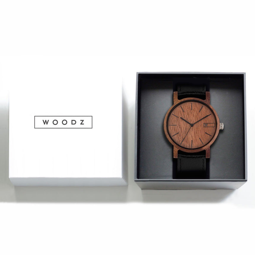 Wood Watch | Woodz Eko Nut (Black Pinatex Strap)