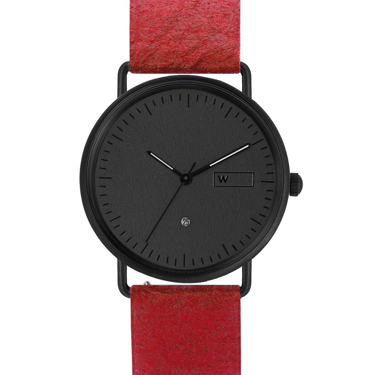 Relógio de Aço com Madeira | Woodz Ox Black (Pulseira Pinatex Paprika)