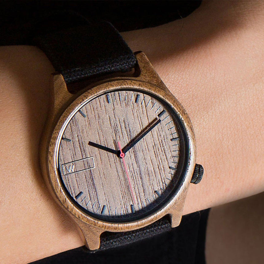 Wood Watch | Woodz Sunset (Black Nylon Strap)