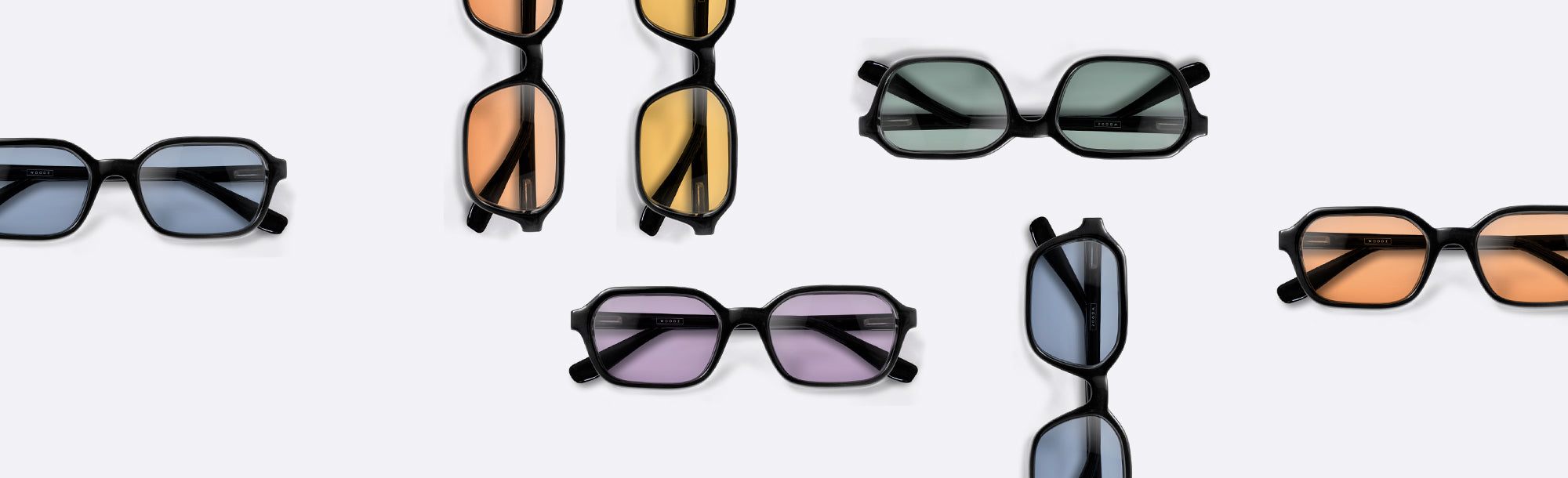 Óculos Lee Black com lentes coloridas de Azul, Laranja, Amarelo, Lilás e Verde