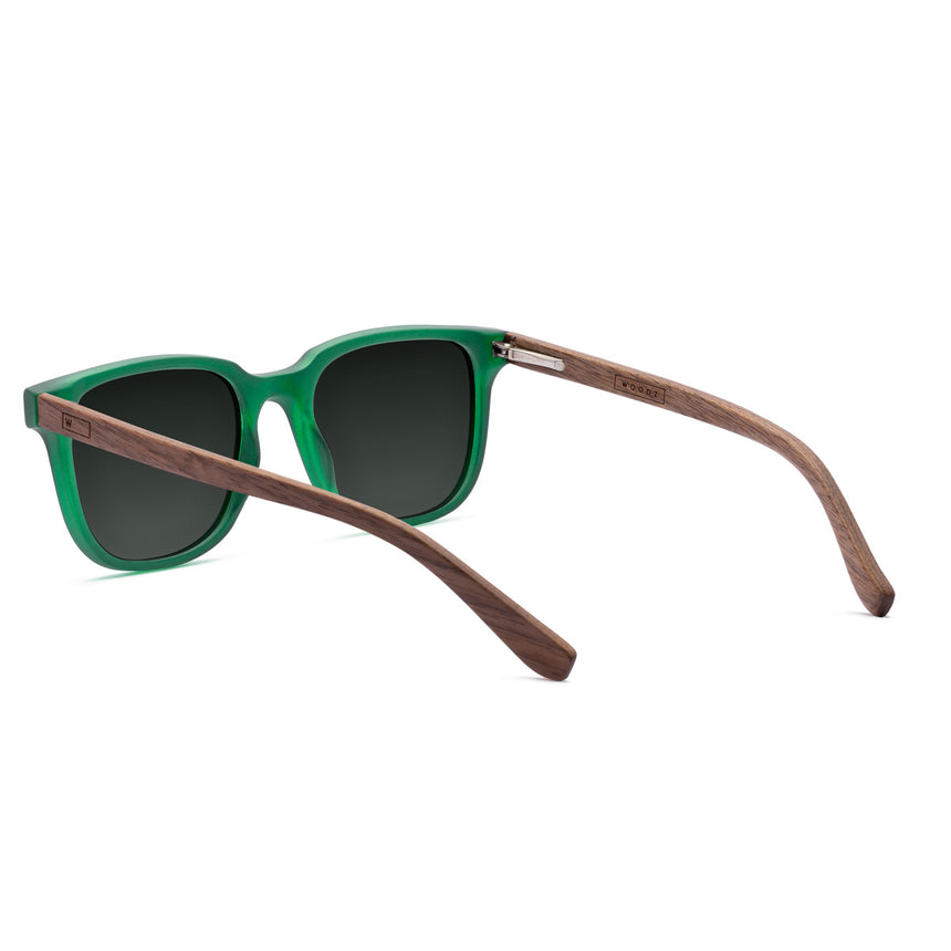 Óculos de Sol de Acetato com Madeira | Woodz Carter Green Fosco