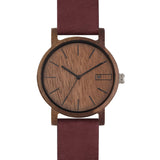Relógio de Madeira | Woodz Eko Nut (Pulseira Couro Bordô)