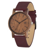 Relógio de Madeira | Woodz Eko Nut (Pulseira Couro Bordô)