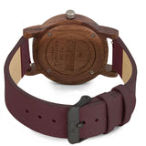 Relógio de Madeira | Woodz Eko Nut (Pulseira Couro Bordô)