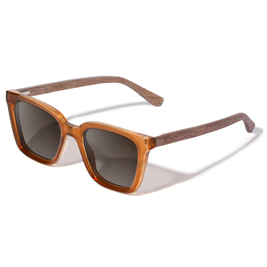Óculos de Sol de Acetato com Madeira | Woodz Kim Camel