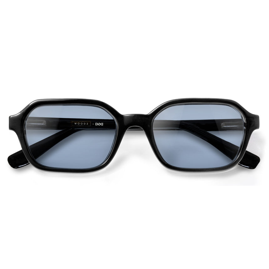Óculos de Sol todo de Acetato | Lee Black Lente Azul Clara (Woodz + DOD)
