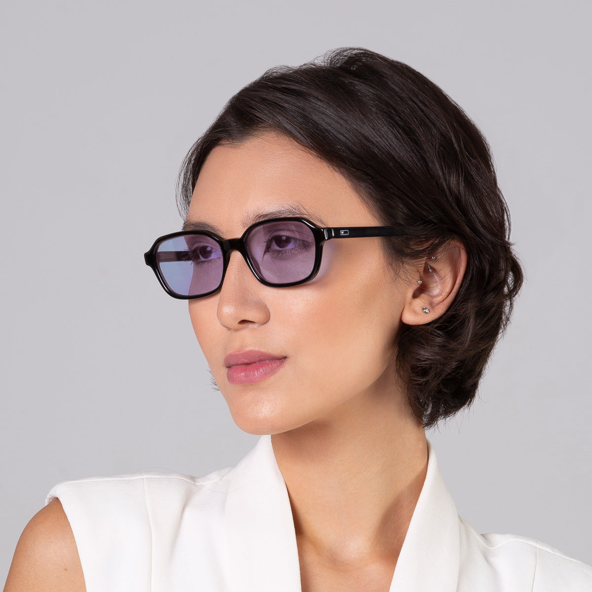 ラズベリーゆうこ Óculos de Sol todo de Acetato | Woodz Lee Cristal