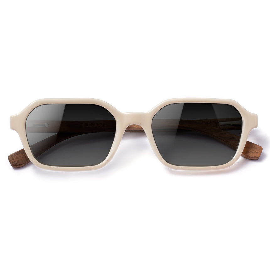 Óculos de Sol de Acetato com Madeira | Woodz Lee Off White