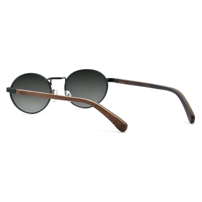 Óculos de Sol de Metal com Madeira | Woodz Oval Verde