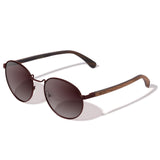 Óculos de Sol de Metal com Madeira | Woodz Redondo Grande Vinho