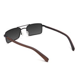 Óculos de Sol de Metal com Madeira | Woodz Retangular Preto