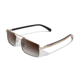 Óculos de Sol de Metal com Madeira | Woodz Retangular Dourado