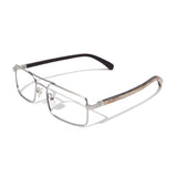 Armação de Metal com Madeira | Woodz Retangular Prata