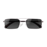 Óculos de Sol de Metal com Madeira | Woodz Retangular Prata