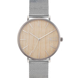 Relógio de Aço com Madeira | Woodz Moon Natura (Pulseira Mesh Prata)