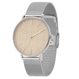 Relógio de Aço com Madeira | Woodz Moon Natura (Pulseira Mesh Prata)
