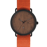 Relógio de Aço com Madeira | Woodz Ox Nut (Pulseira Nato Laranja)