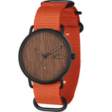 Relógio de Aço com Madeira | Woodz Ox Nut (Pulseira Nato Laranja)