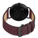 Relógio de Aço com Madeira | Woodz Ox Nut (Pulseira Couro Bordô)