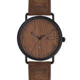 Relógio de Aço com Madeira | Woodz Ox Nut (Pulseira Couro Marrom)