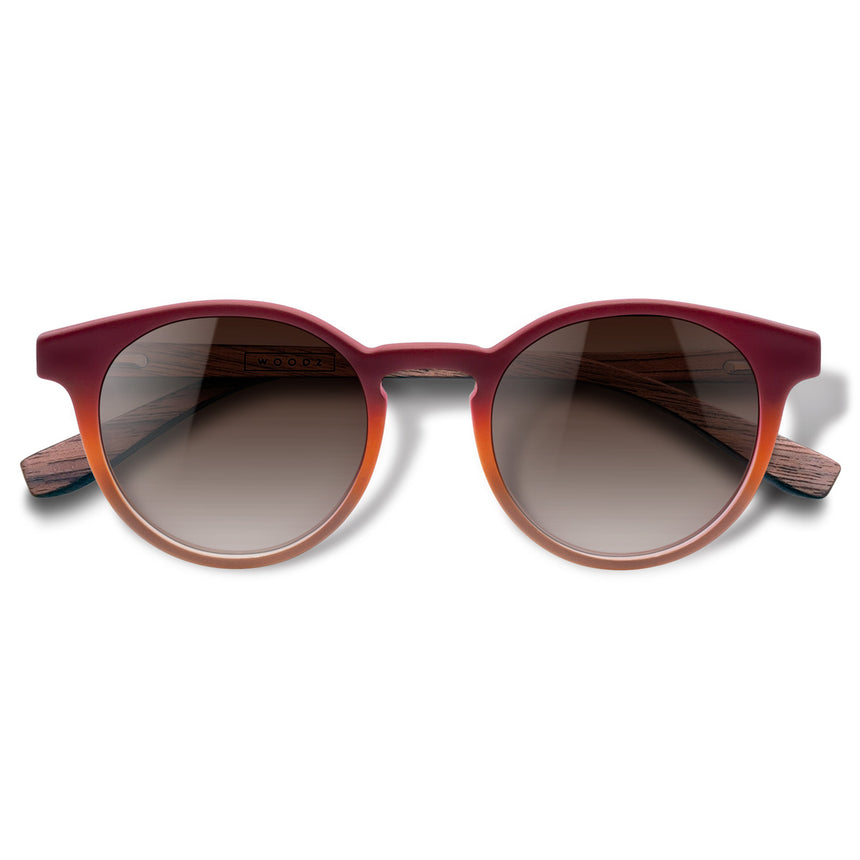 Óculos de Sol de Acetato com Madeira | Woodz Taylor Vermelho Pôr do Sol Fosco