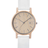 Relógio de Madeira | Woodz Vita (Pulseira de Couro Branco)