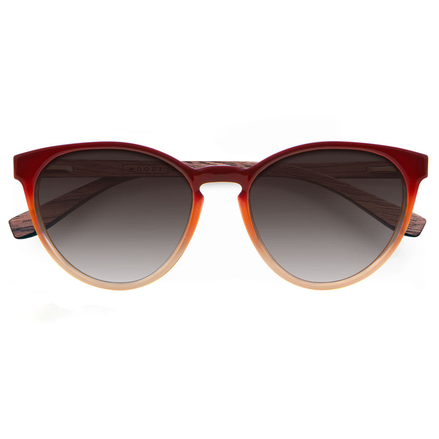 Óculos de Sol de Acetato com Madeira | Woodz Ava Vermelho Pôr do Sol