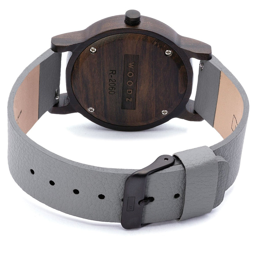 Wood Watch | Woodz Black Night (Pinatex Grey Strap)