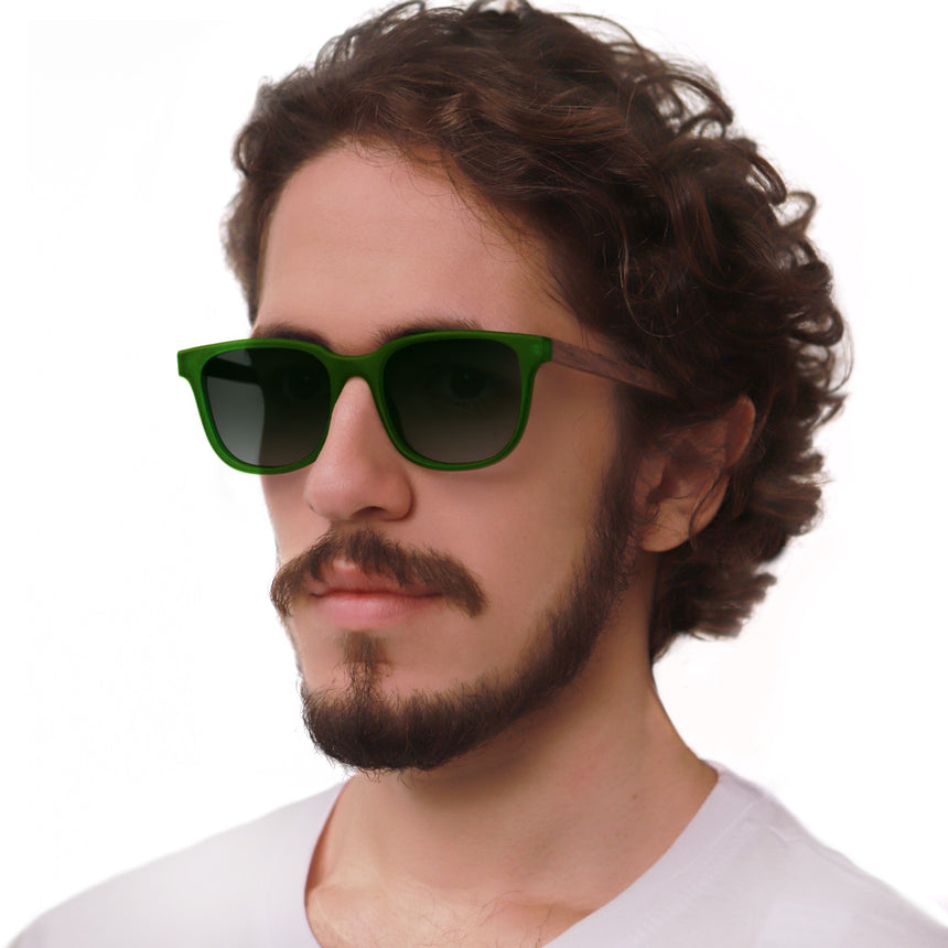Óculos de Sol de Acetato com Madeira | Woodz Carter Green Fosco