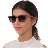 Óculos de Sol de Acetato com Madeira | Woodz Carter Red Fosco