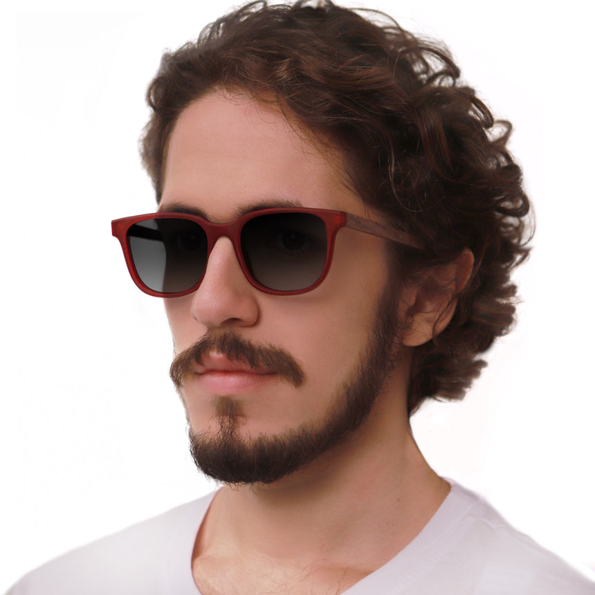 Óculos de Sol de Acetato com Madeira | Woodz Carter Red Fosco