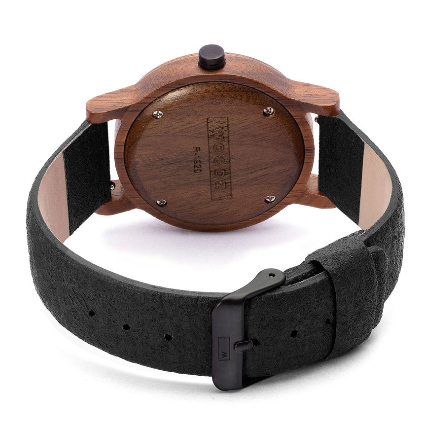 Wood Watch | Woodz Eko Nut (Pinatex Charcoal Strap)