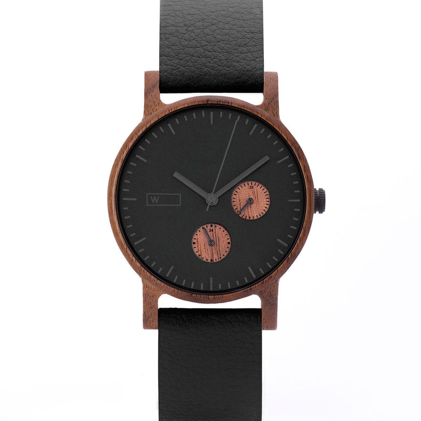 Wood Watch | Woodz Kor Black (Pinatex Black Strap)