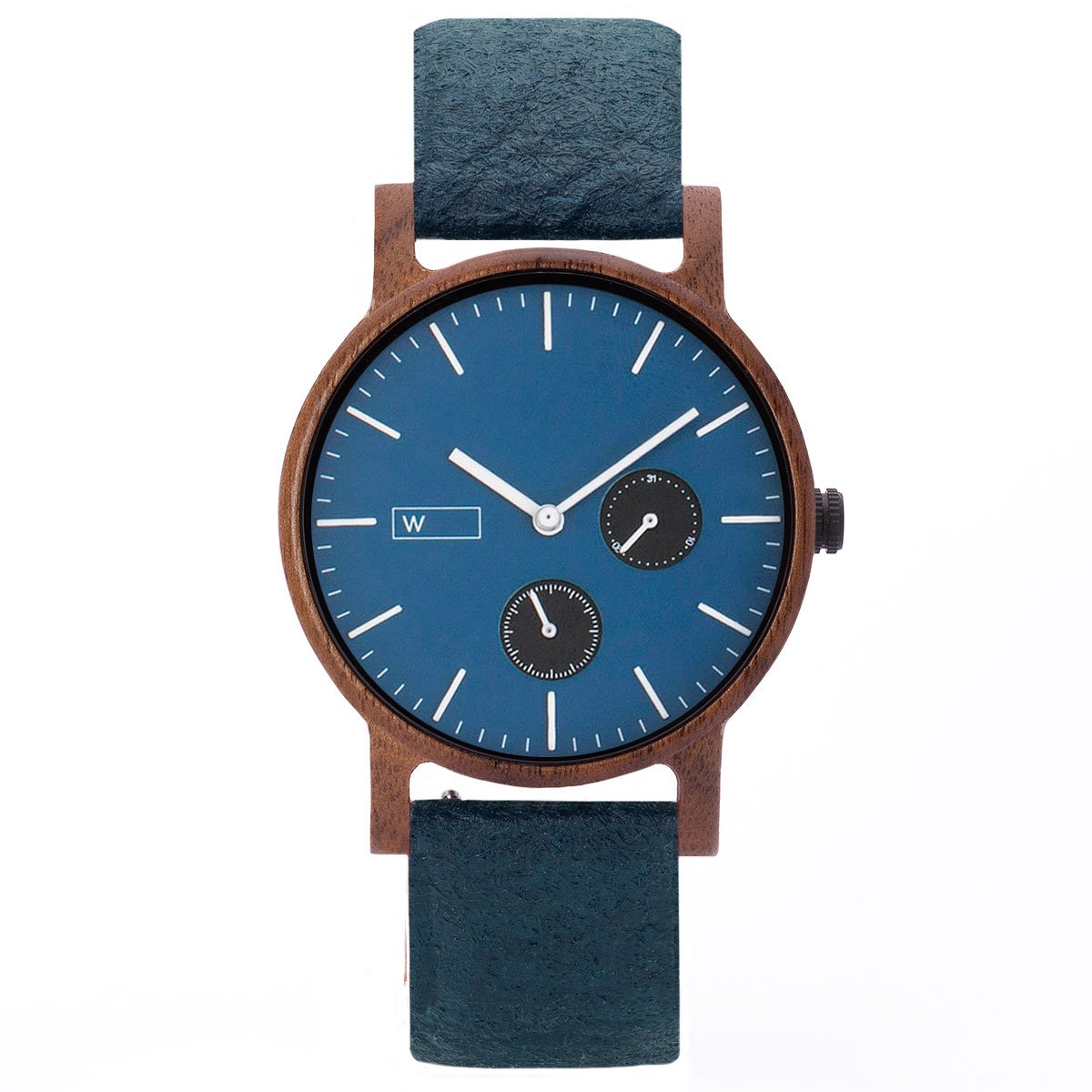 Relógio de Madeira  Woodz Kor Blue (Pulseira Pinatex Marine)
