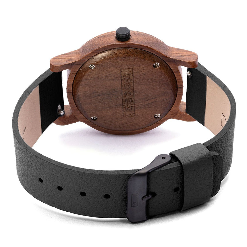Wood Watch | Woodz Kor Nut (Pinatex Black Strap)