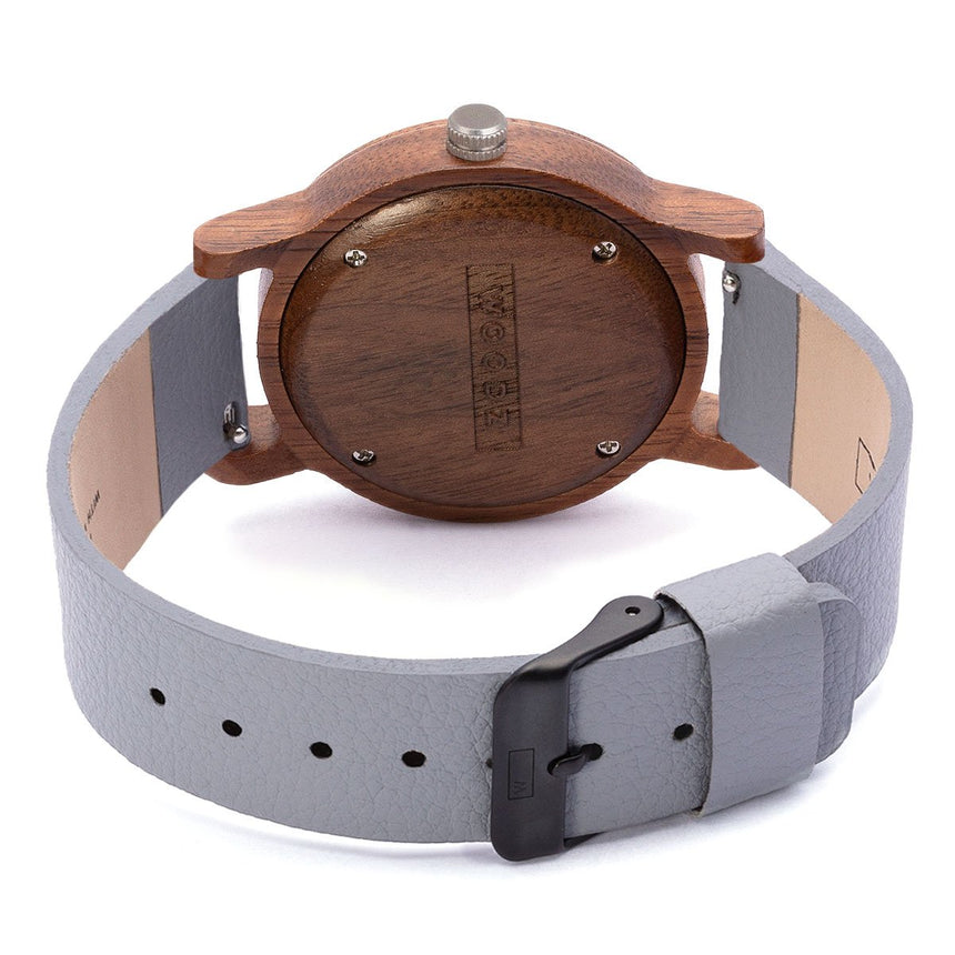 Wood Watch | Woodz Kor Silver (Pinatex Grey Strap)